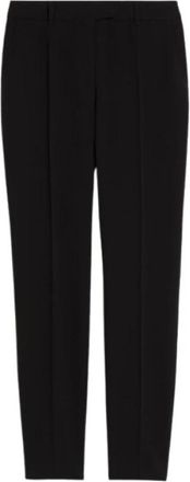 Max Mara Zwarte Straight-Fit Broek met Plooidetail - Dames - Slim Fit Broeken - Zwart - XS - Broeken