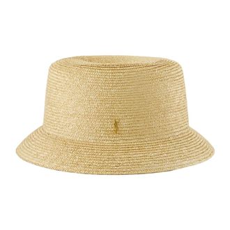 Saint Laurent Hats, male, Beige, Size: 58 CM Maglina Straw Bucket Hat