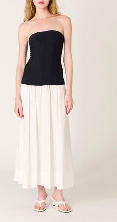 Nia Estela Strapless Mixed Media Dress in Dark Indigo/Ivory at Nordstrom, Size X-Small