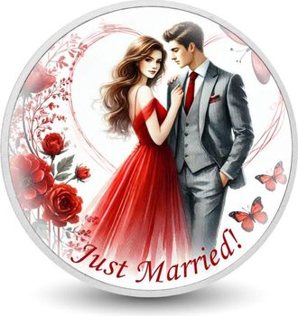 OEM Reci&eacute;n Casados - Moneda De Plata De 1 Oz Con Romance, Elegancia Y Rojo