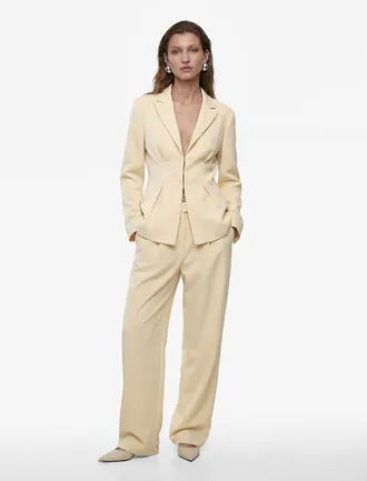 Koton High Rise Pleated Wide Leg Trousers in Yellow at Nordstrom, Size 10