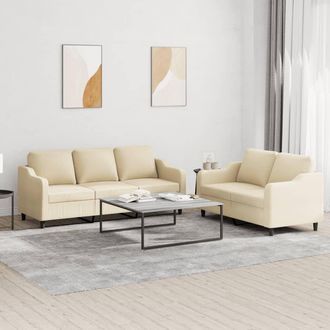 vidaXL Vidaxl - Juego De Sof&aacute;s Con Cojines 2 Piezas Tela Crema