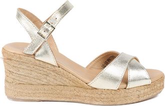 Jones Bootmaker Womens Raelina Leather Wedged Espadrilles - Gold - Size UK 7