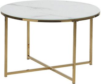 Beliani Coffee Table QUINCY Tempered Glass Marble/ Gold