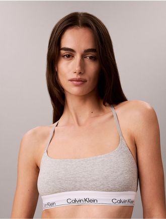 Calvin Klein Womens Icon Cotton Modal Unlined Bralette - Grey - XXS