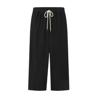 The Great. Wide Leg Cropped Sweatpant - female - THE GREAT - Cropped Trousers - Black - XS - Trousers