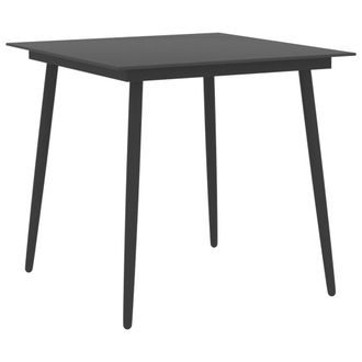 vidaXL Mesa De Comedor Para Jard&iacute;n Acero Y Vidrio Negro 80x80x74 Cm Vidaxl
