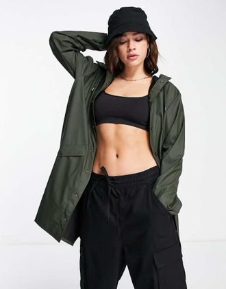 Rains 12020 - Giacca lunga impermeabile unisex verde