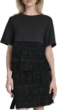 DKNY Stud Fringe T-Shirt in Black at Nordstrom, Size X-Small