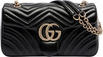 Gucci GG Marmont Medium Schoudertas - Dames - Tassen - Zwart - Maat: ONE Size Leer