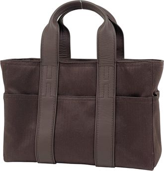 Herm&egrave;s Brown Toile Chevron Leather Handbag Tote Bag (Pre-Owned)