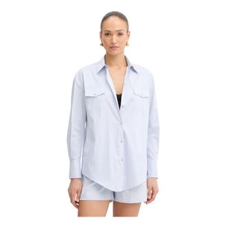 Fracomina Camicia in Popeline a Righe - - Blouses & Shirts - Donna - Blu - M