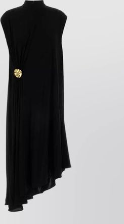 Bottega Veneta jersey dress sleeveless asymmetric hem high neckline