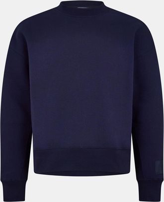 Ami Mens Ami Paris Crew Neck Drop Shoulder Sweatshirt in Night Blue - Dark Blue - Size Medium