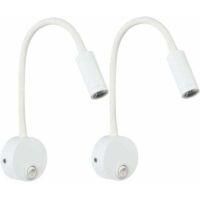 OEM Juego De 2 L&aacute;mparas De Lectura Blancas, L&aacute;mpara De Lectura Led De 3 W Con Brazo Flexible Y Interruptor Para Montaje En Pared, Ideal Para Dormitorios, 