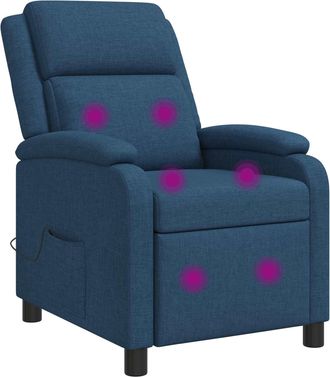 vidaXL Silla De Masajes Reclinable Azul Tela Vidaxl