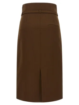 Ami Virgin Wool Pencil Skirt - Brown