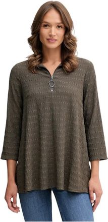 Joseph Ribkoff Overhemden, Dames, Groen, XS, Polyester, Top met textuur en rits