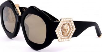 Philipp Plein Womens SPP102S-700G SPP102S 54 700G Sunglasses - Black - One Size