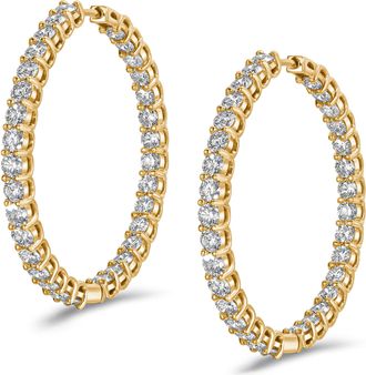 The Diamond Store 7.00ct Lab Diamond Hoop Earrings in 9K Yellow Gold G/VS