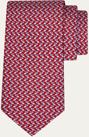 Ferragamo Mens Pelican Micro-Print Silk Tie