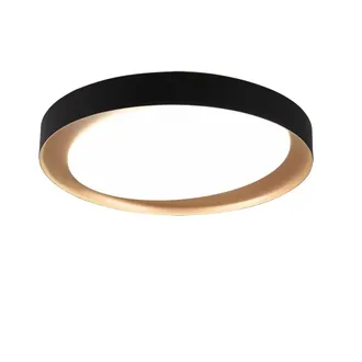 Trio Leuchten Zeta Plafoniera Led 24w 2500lm, 2700 - 6500k Diffusore Bianco Con Bordo Nero E Oro E Telecomando Multifunzione D.48,5cm Dimmerabile