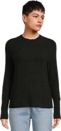 L.L.Bean Supersoft Waffle Sweater Crewneck Womens Sweatshirt Midnight Black : XS, Cotton/Nylon