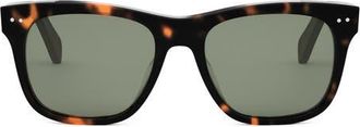 Celine Triomphe 54mm Square Sunglasses in Dark Havana /Green at Nordstrom
