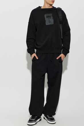 Palm Angels Cotton Sweatshirt With A Crew Neck, Mens, Black