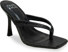 Chase + Chloe by Intouch Footwear Vixxy Embellished Toe Post Sandal in Black at Nordstrom Rack, Size 5.5