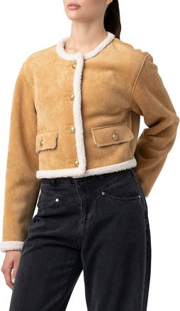 Blank NYC Faux Shearling Collarless Jacket in Ahead Of Curve at Nordstrom, Size X-Small
