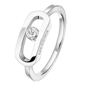 Messika Move Uno 18k White Gold Diamond Ring, Size 52