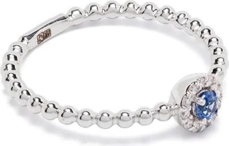 ROSEKEY Anello in oro bianco 18 carati con zaffiro e diamanti - Argento