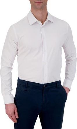 Report Collection Slim Fit Herringbone 4-Way Stretch Button-Up Shirt in White at Nordstrom Rack, Size 16.5