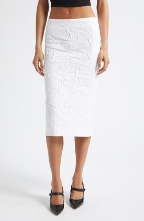 Shushu/Tong Crinkled Cotton Blend Midi Skirt in White at Nordstrom, Size 10 Us