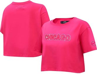 Pro Standard Womens Pro Standard Pink Chicago Cubs Triple Pink Boxy Cropped T-Shirt at Nordstrom, Size Xx-Large