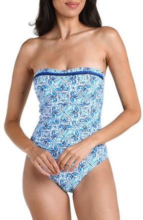 La Blanca Costa Azul Cutout Bandeau One-Piece Swimsuit in Blue at Nordstrom, Size 10