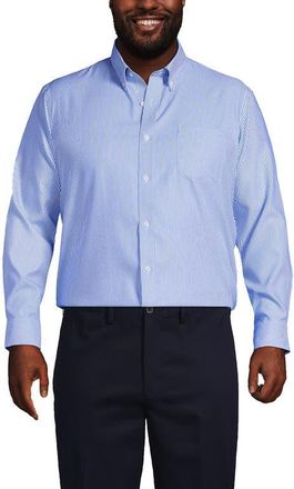 Lands End Traditional Fit Solid No Iron Supima Pinpoint Buttondown Collar Dress Shirt in Light French Blue at Nordstrom, Size 14.5 - 32