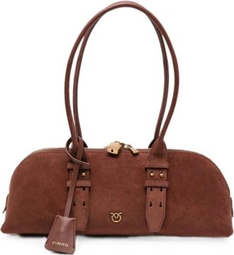 Pinko Bowling Horizontal Big - Dames - Schoudertassen - Bruin - ONE Size - Nylon - Tassen