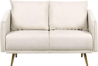 Beliani Beliani - Sof&aacute; Tapizado En Tela Beige 2 Plazas Respaldo Acolchado Asiento Metal Patas Doradas Retro Glam Maura