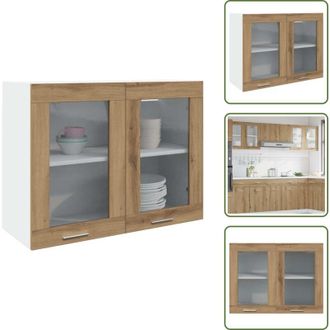 vidaXL The Living Store Pensile con Vetro Lyon Rovere Artigianale 80x31x60 cm - Armadio a parete