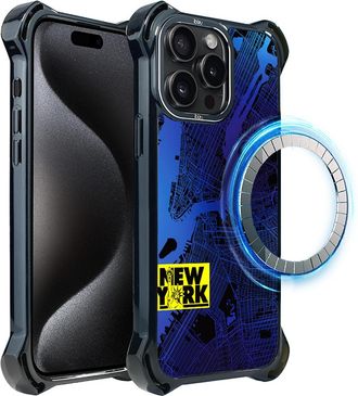 OEM Funda Para Iphone 15 Pro Max Ibizu Dropguard Ultra Con Magsafe, Mapas Del Mundo, Nueva York