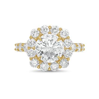 Diana M. Jewels 14kt yellow gold 2.00cts Lab-Grown Round Diamond Halo Ring with Diamond Band