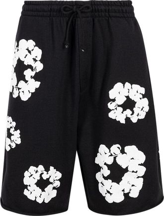 Denim Tears The Cotton Wreath Black shorts - men - Cotton - M