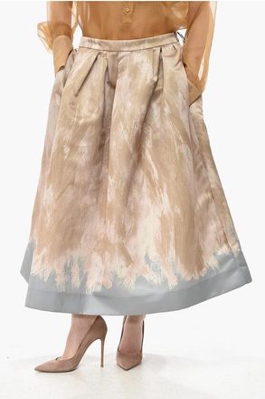 Dries Van Noten Printed-Satin Flared Midi Skirt SONI size 44