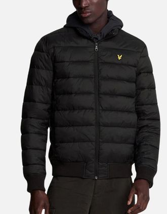 Lyle & Scott Mens Lyle & Scott Funnel Neck Wadded Jet Black Jacket - Size: Regular/36