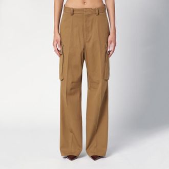 Victoria Beckham Tobacco-coloured cotton cargo trousers