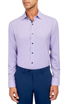 W.R.K Zigzag Stripe Performance Dress Shirt in Pink at Nordstrom Rack, Size 15.5