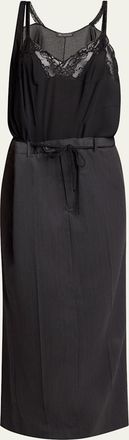 Balenciaga Long Hybrid Belted Slip Dress