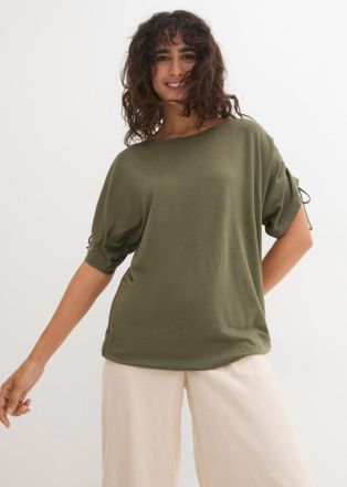 Bonprix T-Shirt BONPRIX, Damen, Gr. 56/58 (XXXL), gr&uuml;n (oliv), Obermaterial: 95% Viskose, 5% Elasthan, l&auml;ssig geschnitten, Shirts T-Shirt, l&auml;ssig geschnitten,